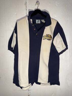Vintage Dynasty Legends FIU Golden Panthers Vertical Stripe Polo Shirt Senior Sp